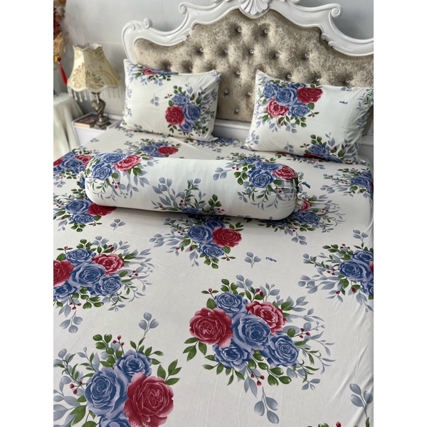 Bộ Drap thun hàn quốc 4 món mẫu hoa hồng siêu đẹp