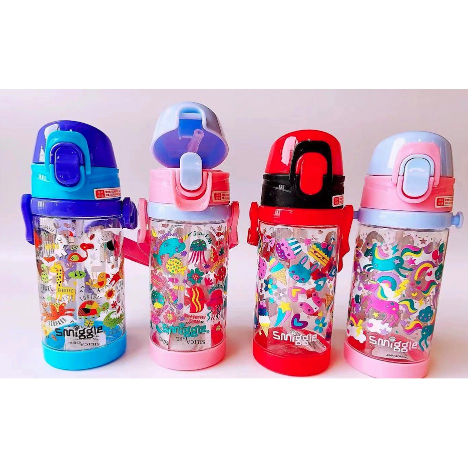 Smiggle Bình Nước 450ml V4015 Kèm Ống Hút