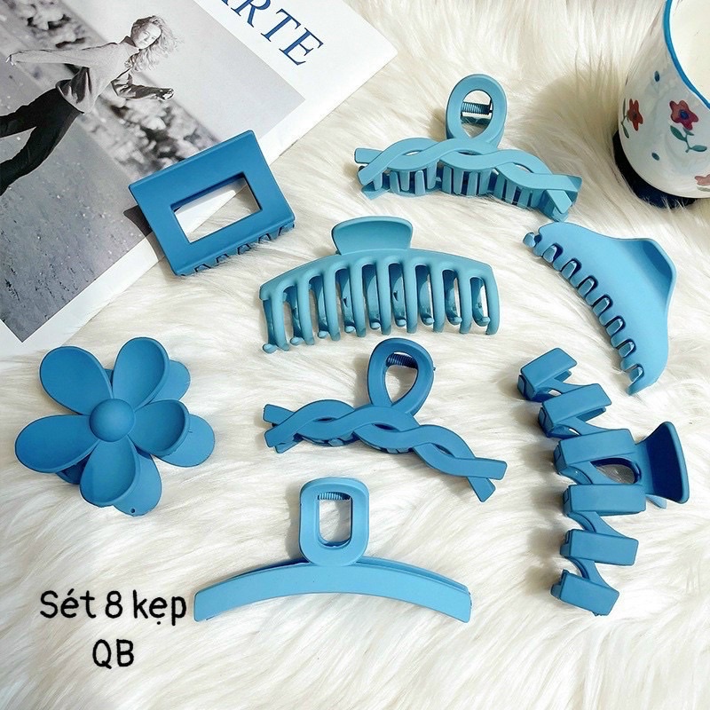 SET 8 Kẹp Tóc Xanh Blue Phong Cách Hàn Quốc Siêu Đẹp