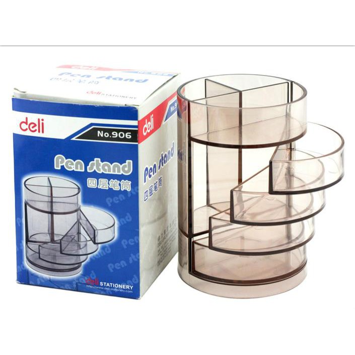 Giá cắm bút bằng nhựa Deli 906, hộp cắm bút để bàn tiện lợi