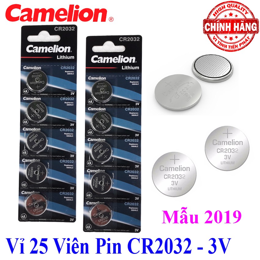 Vỉ 25 viên pin CMOS CR2032 Camelion Lithium Battery 3V