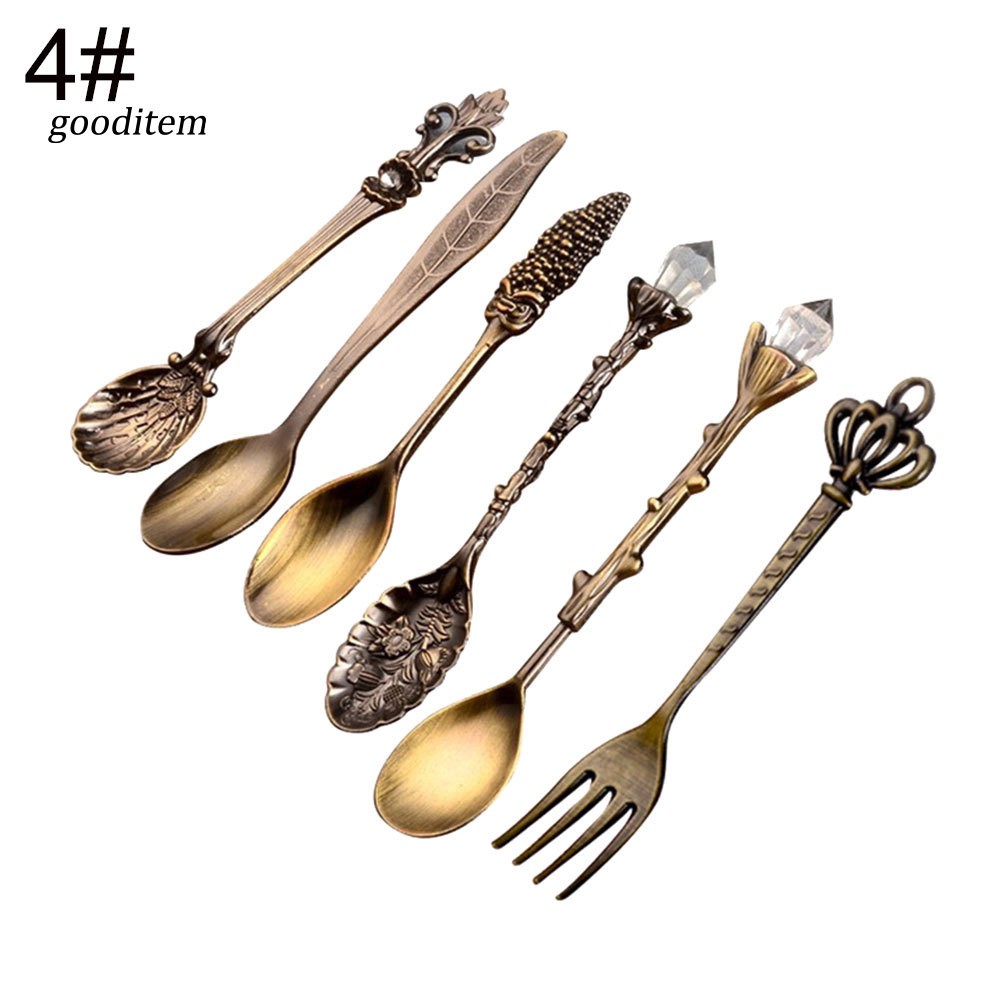 Set 6 Muỗng Cà Phê Cán Dài Hình Vương Miện Độc Đáo