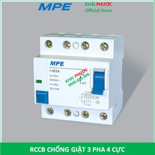 CB CHỐNG GIẬT RCCB CHỐNG RÒ 3 PHA 4P 4 CỰC ÁP TÔ MÁT ÁT TÔ MÁT APTOMAT ATOMAT 25A 32A 40A 63A MPE - KHẢI PHƯỚC