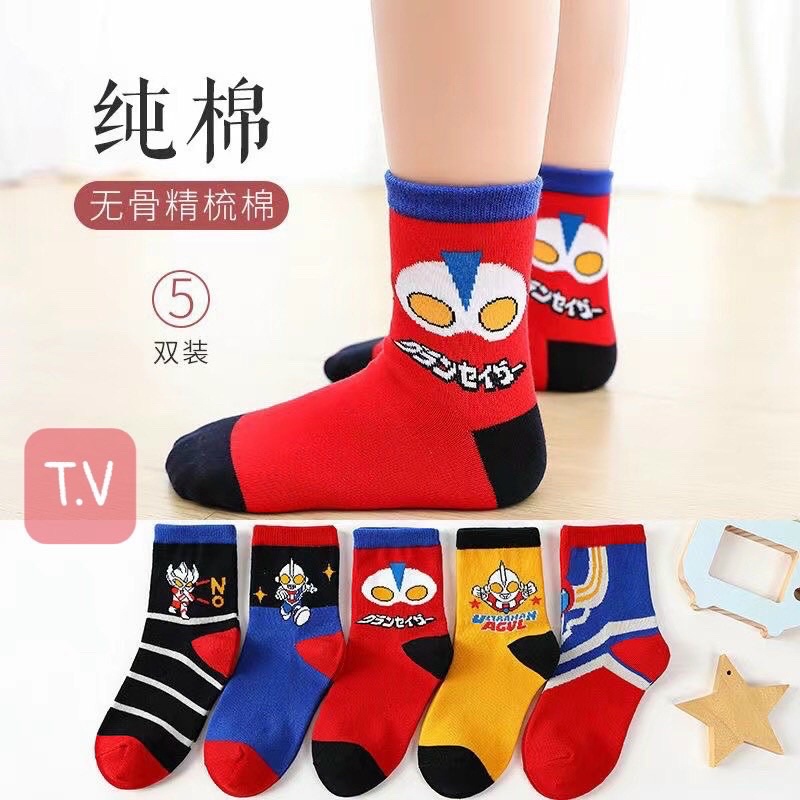 Set 10 đôi Tất Trẻ Em Thu Đông Cotton Hoạ Tiết Cao Cấp Dày Dặn Cho Bé