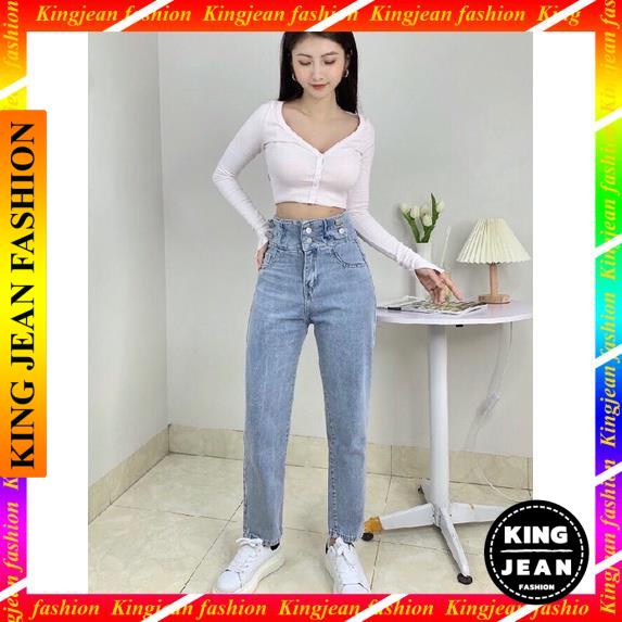 KJ12 Quần jean bò baggy nữ jeans cạp cao phong cách Hàn Quốc 3 size S M L hót 2022 (♥_♥)