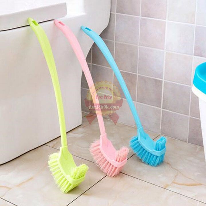 Bàn chải cọ sàn toilet 2 đầu đa năng vệ sinh bồn cầu nhà tắm cán dài