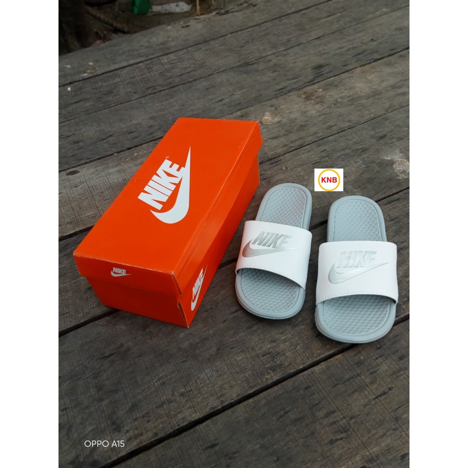 [ sale Sốc + Freeship] Dép nam, dép quai ngang nam nữ unisex nike benassi cartoon ❤️FREESHIP + Hộp❤️ full xám