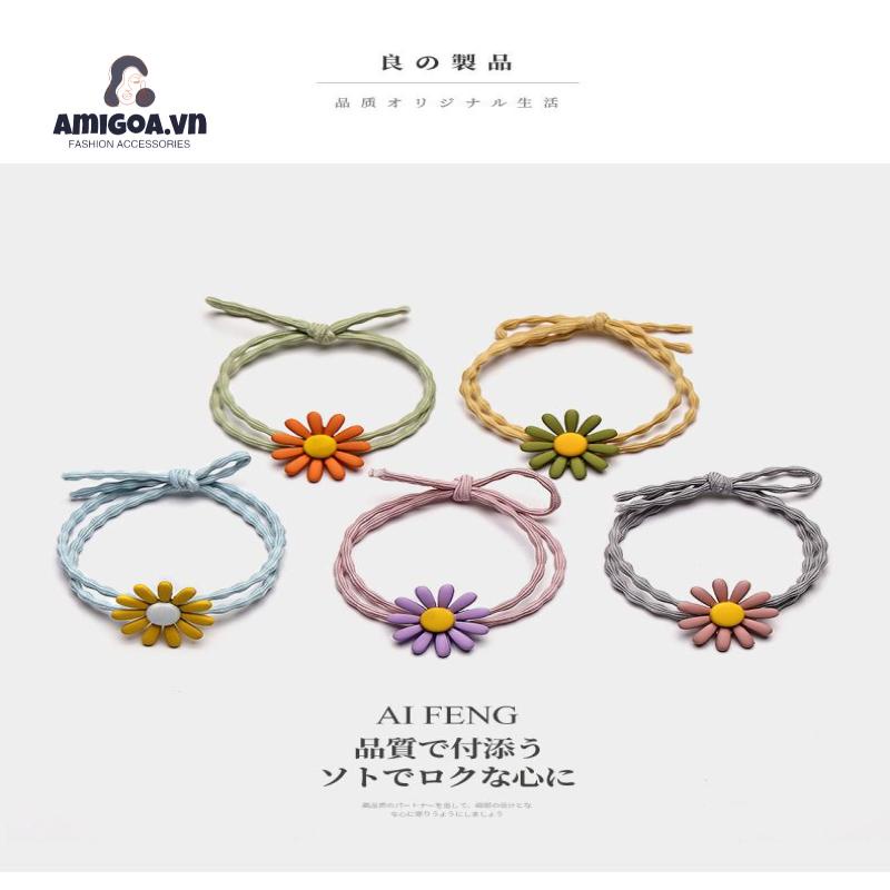 Dây Buộc Tóc Cao Su Họa Tiết Hoa Cúc Dễ Thương Xinh Xắn