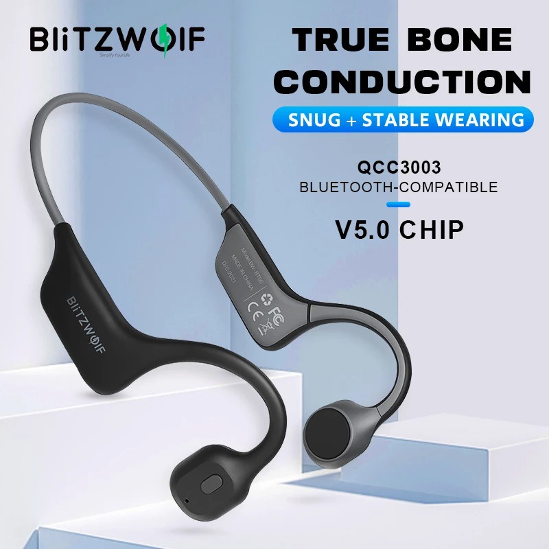 Tai nghe BlitzWolf BW-BTS6 truyền âm qua xương - bluetooth 5.0 - chống nước IPX7 - có mic - tai nghe thể thao bone condu