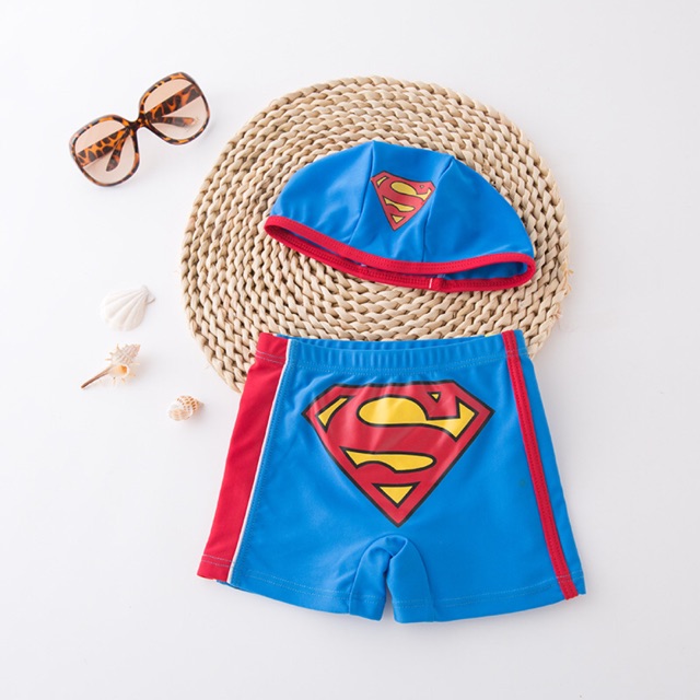 Set quần và mũ bơi hình siêu nhân bé trai