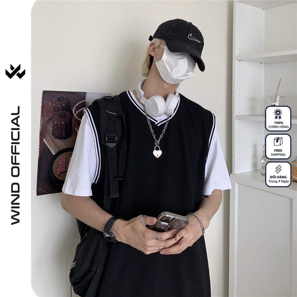 Áo gile unisex Wind form rộng Basic len nam nữ oversize phong cách kiểu ulzzang | BigBuy360 - bigbuy360.vn