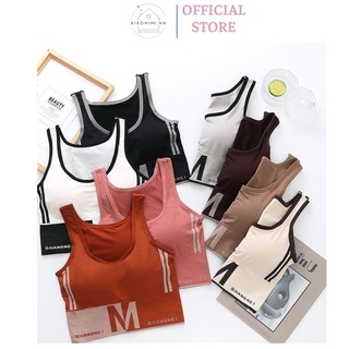 Áo bra, áo bra thể thao có đệm shangnie cotton sợi tăm phối viền gấu chữ M L1.009.XA