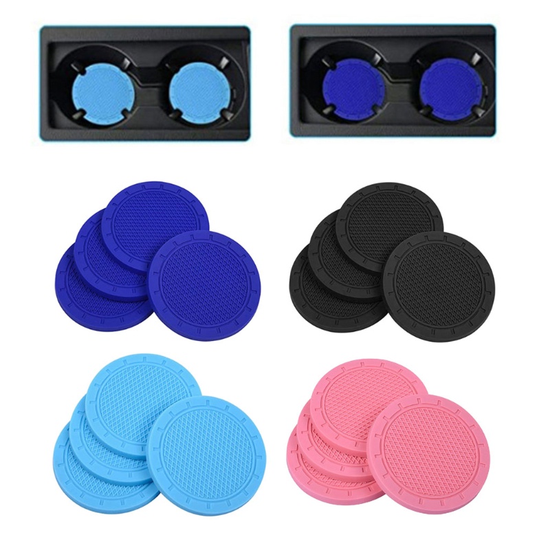 Bộ 4 miếng lót cốc nước bằng PVC chống trượt chống sốc chống thấm nước tiện dụng cho xe hơi