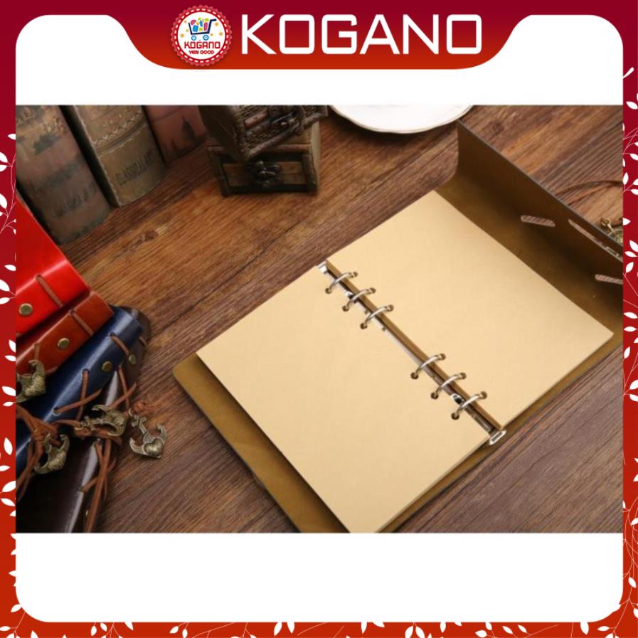 Sổ Tay Da Bìa Còng KOGANO Chất Liệu Da Mềm Ghi Chép Phong Cách Vintage Giấy Kraft SN-001044