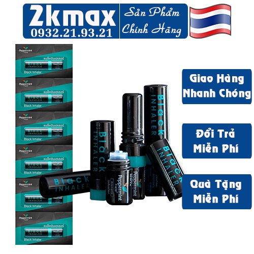 6 Ống hít ĐEN 2 Đầu Black Inhaler Peppermint Thái Lan