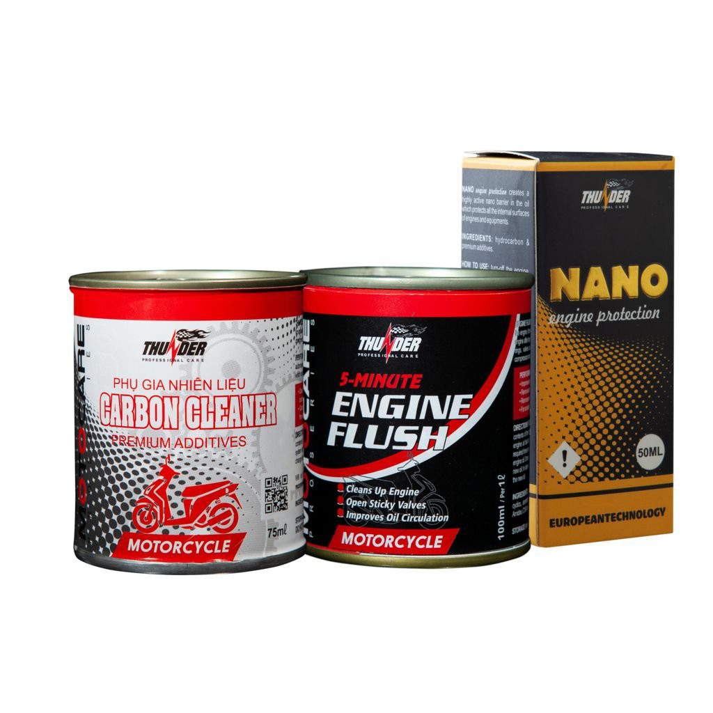 Bộ sản phẩm súc động cơ, phụ gia nhiên liệu và nano Thunder