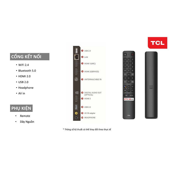 Smart tivi TCL 4k 50 inch 50P618 andoid 9.0 loa 20W  có Bluetooth