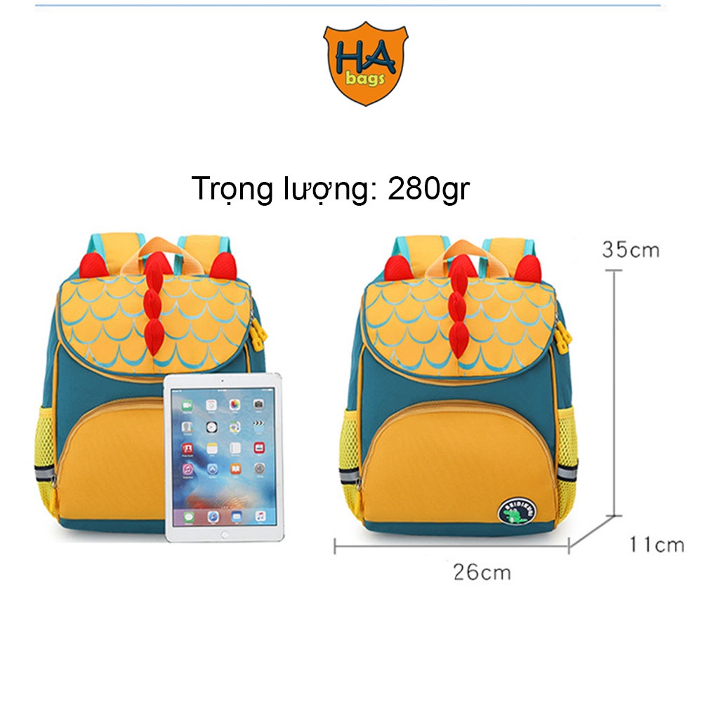 Balo siêu nhẹ cho bé mẫu giáo từ 3-6 tuổi HABAGS, kích thước 35x26x11cm HA1029