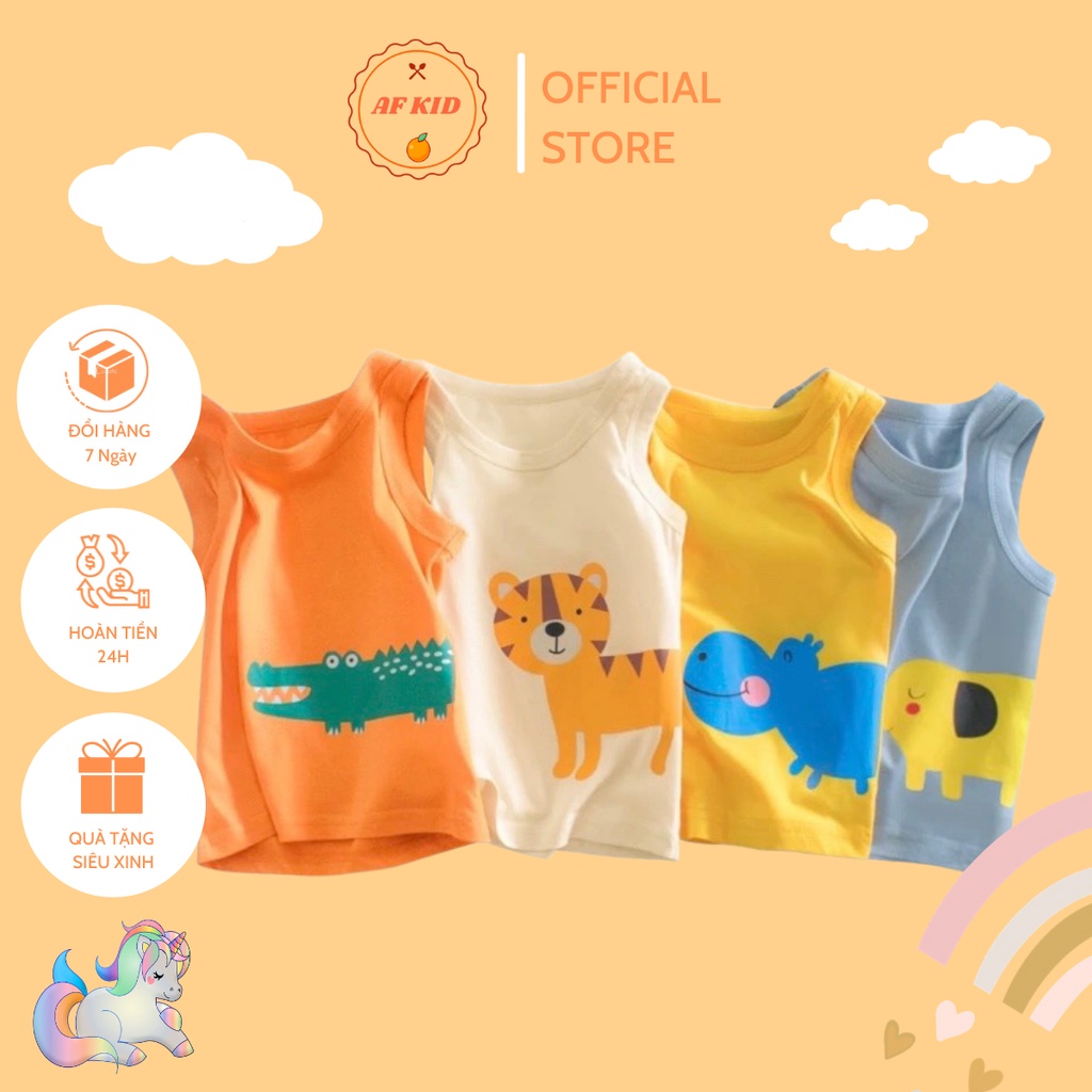 Áo ba lỗ Minky Mom hình động vật kute heo cá sấu hươu voi cho bé trai bé gái 5 đến 18kg