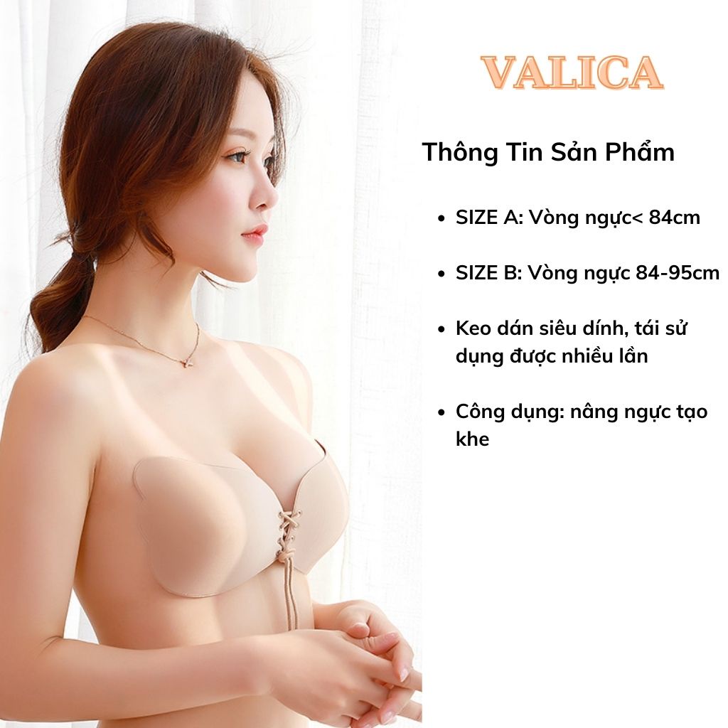 Miếng dán ngực ti nâng ngực, áo dán ngực cánh tiên rút dây ngực tạo khe VALICA 0124