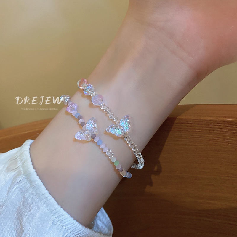 DREJEW Vòng đeo tay DREJEW đính đá phối bướm xinh xắn dễ phối đồ thời trang
