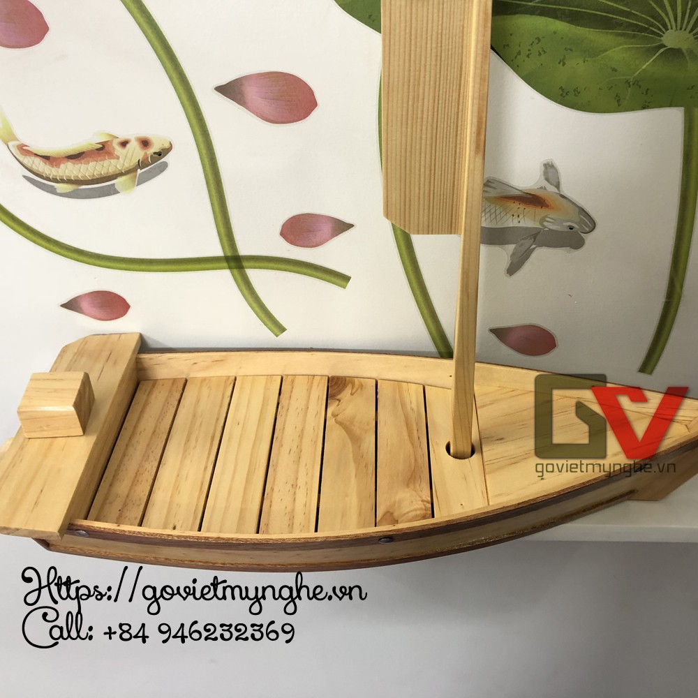 [Combo 5 cái Khay 45cm] Khay thuyền gỗ trang trí món ăn - sushi - sashimi cho nhà hàng Nhật Bản - Gỗ thông tự nhiên