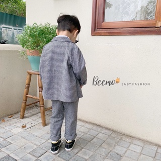 Set vest kẻ công tử bé trai