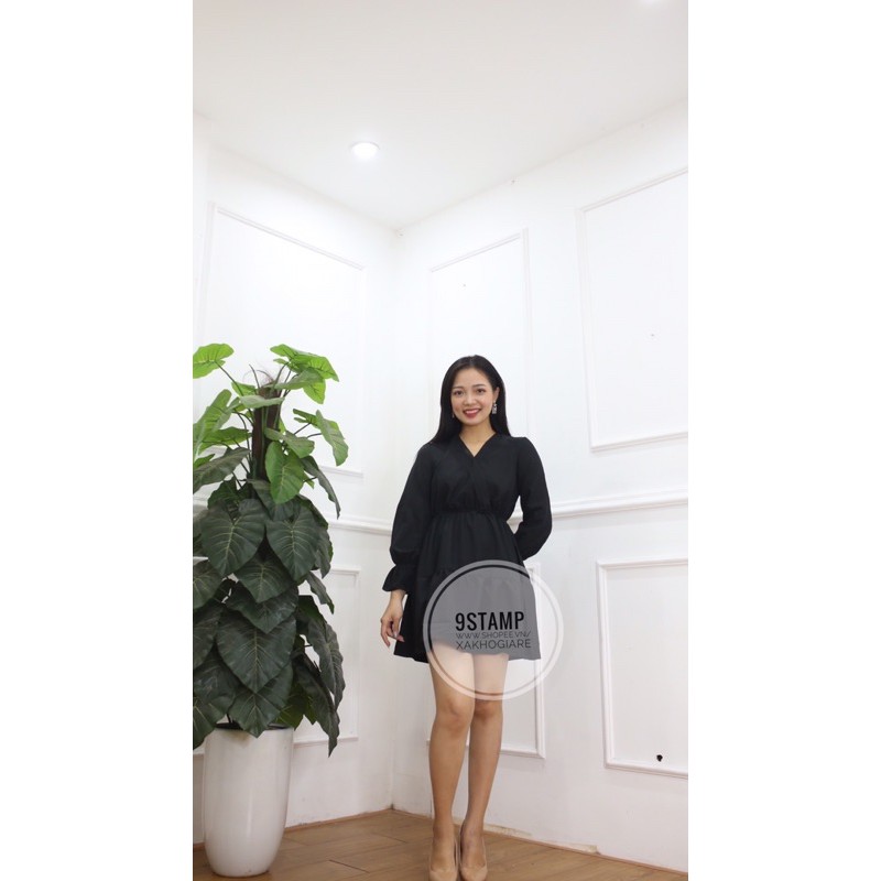 (CLIP THẬT) Đầm babydoll dáng xoè tay dài trắng và đen đôi bạn thân dáng ngắn và dáng dài | BigBuy360 - bigbuy360.vn
