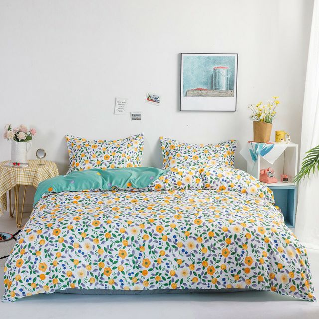 Bộ Chăn Ga Gối Hoa Cà Rốt Cotton Poly