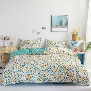 Bộ chăn ga gối hoa cà rốt cotton poly