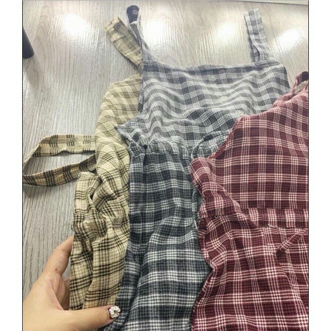 Váy yếm kẻ caro 2 dây buộc bụng dáng dài ulzzang thời trang hàn quốc/ Yếm suông họa tiết kẻ sọc thời trang nữ_kudoshop | BigBuy360 - bigbuy360.vn