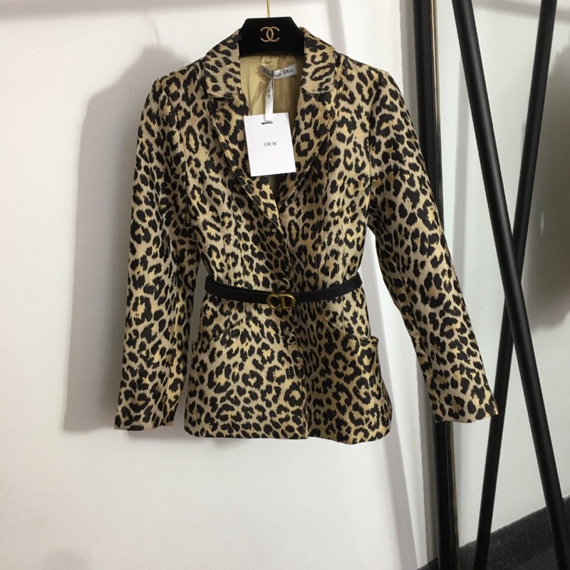 Áo khoác blazer phối họa tiết da beo thời trang 2021 cao cấp Dior CD