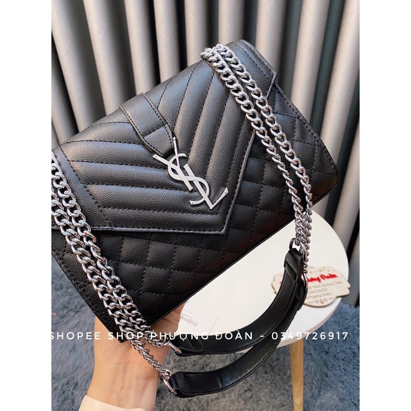 XaTúi nắp nhọn xích bạc đeo vai size 25 kèm hộp ảnh thật | BigBuy360 - bigbuy360.vn