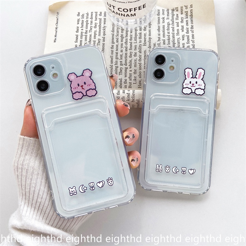 Ốp Điện Thoại Silicon Mềm Trong Suốt Có Ngăn Đựng Thẻ Cho iPhone 14 13 12 11 Pro Max X XR Xs Max 7 8 Plus SE 2020