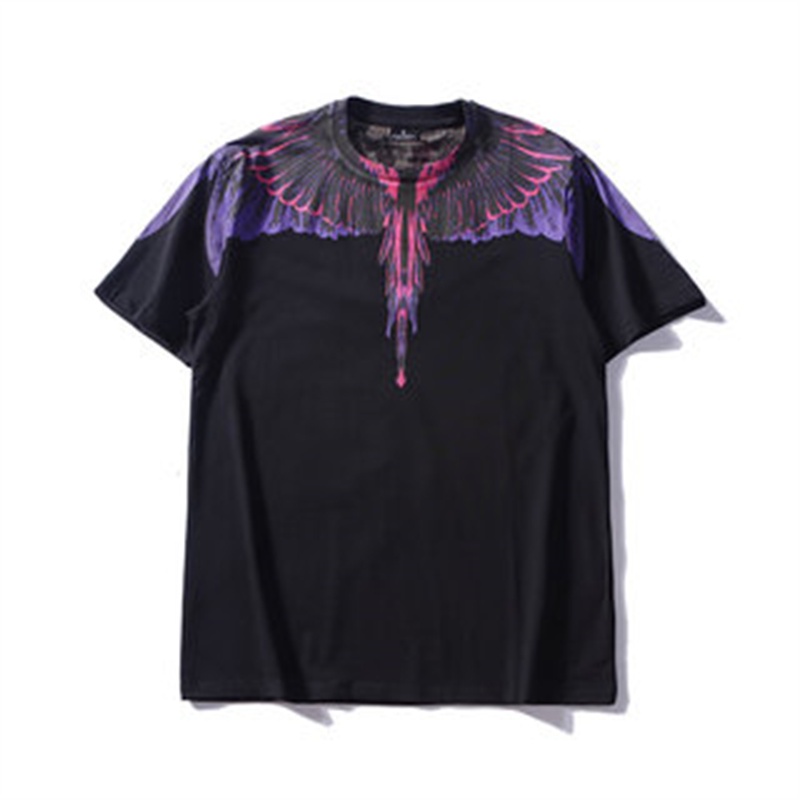 Áo thun cotton ngắn tay in hình đôi cánh màu tím phong cách cổ điển thời trang mùa hè cho nam và nữ