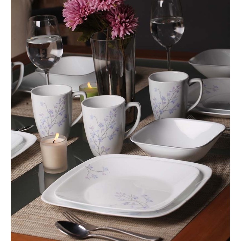 Dĩa Thủy Tinh Mỹ Vuông Jacaranda Corelle 2211-2213 (23cm–26.5cm)