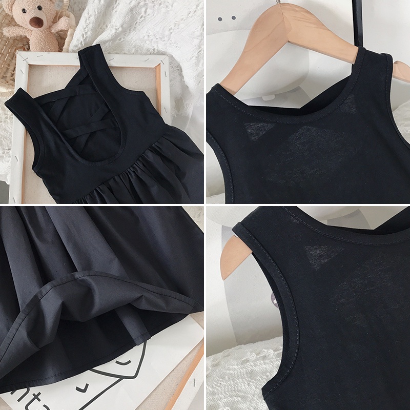 Thời Trang Bé Gái Hackless Đen Trẻ Em Váy Bkku