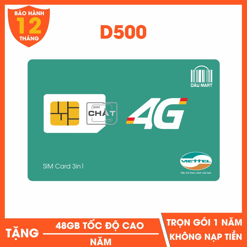 SIM 4G VIETTEL TRỌN GÓI 1 NĂM VỚI 4GB MỖI THÁNG