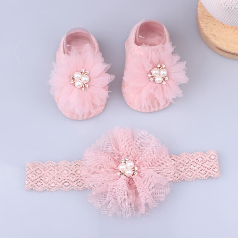 Bé bimbim đầu nhóm Socks Set Lac Flower phát sữa ban tóc non Turbạn guys đồ nghề tóc