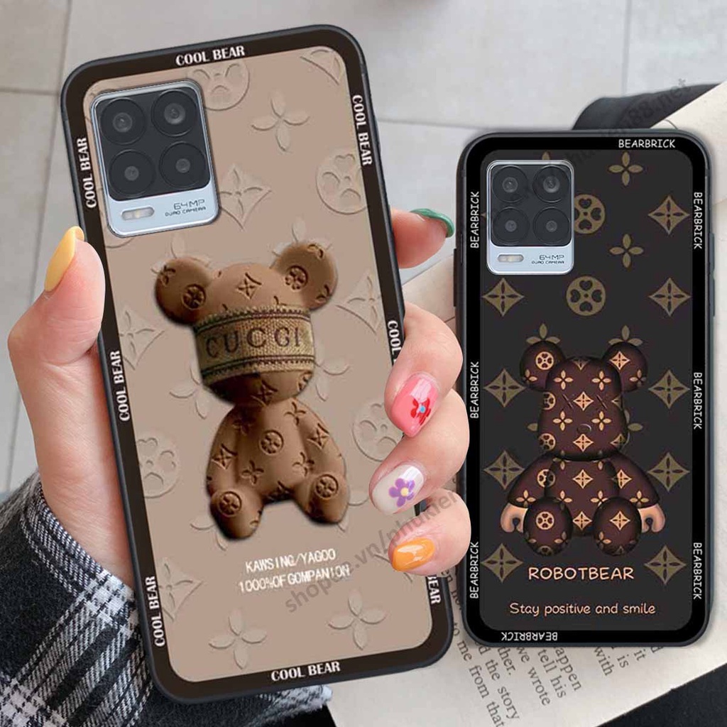 Ốp Realme 8 bear, k@ws thương hiệu phong cách ốp lưng thời trang cao cấp