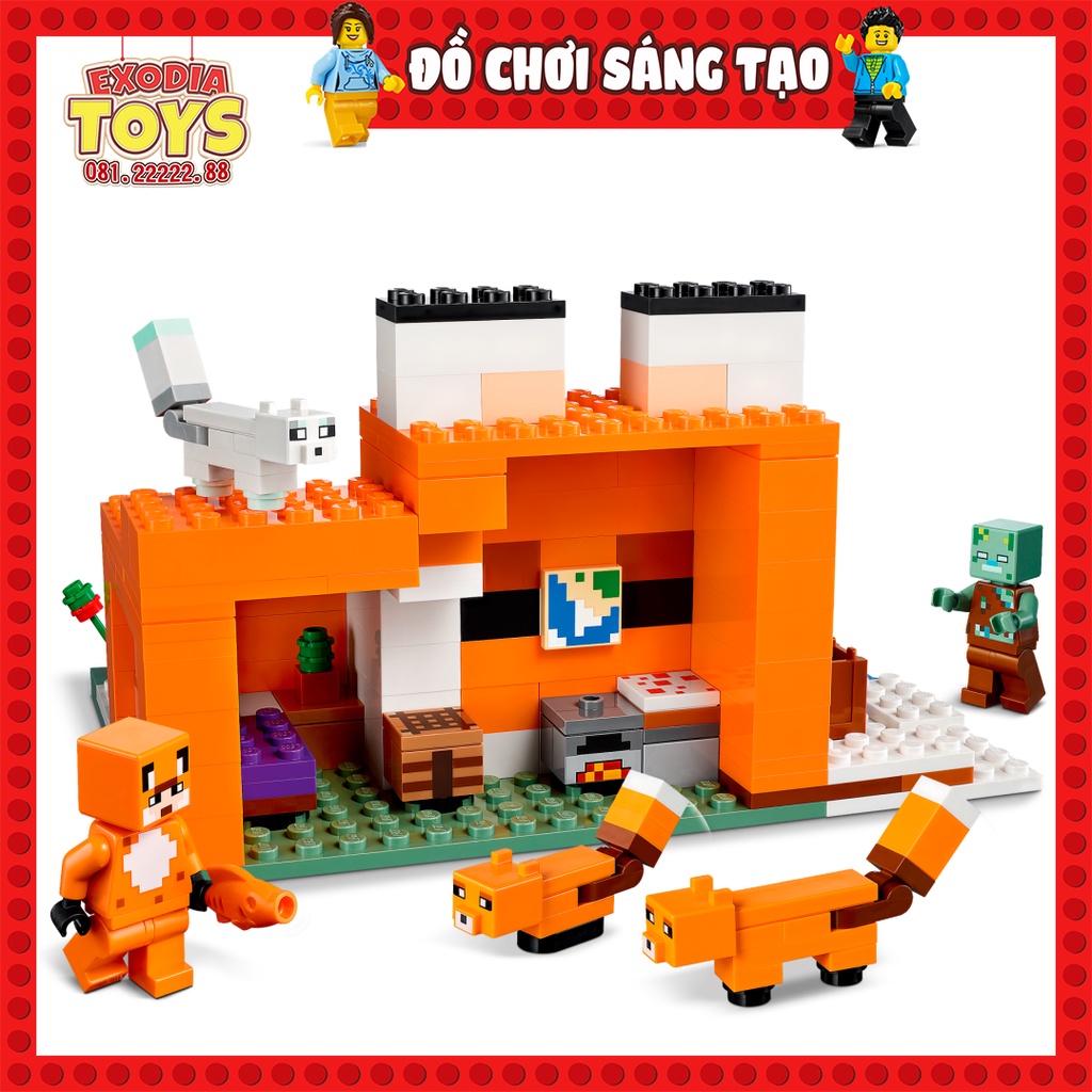 Xếp hình Minecraft nhân vật trò chơi My World Ngôi nhà cáo : The Fox Lodge - Đồ Chơi Lắp Ghép Sáng Tạo - SX1077