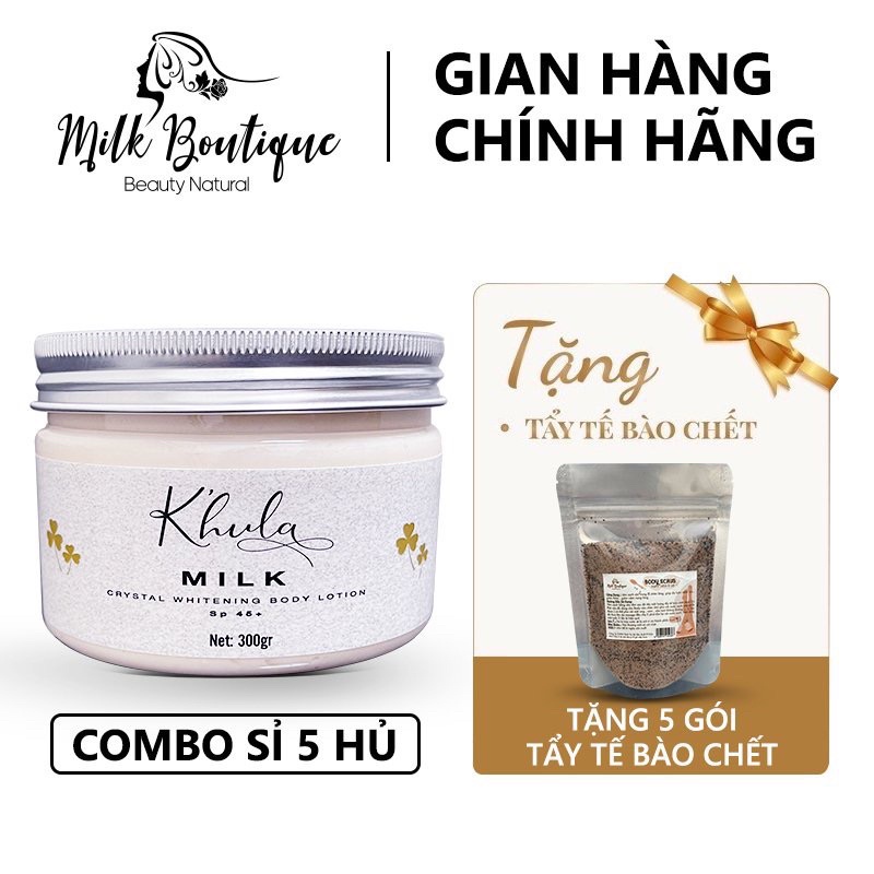 [ 5 Hũ 300gr ] Kem dưỡng trắng da body K'HULA MILK,không bết rít, không lộ vân kem, hàng chính hãng