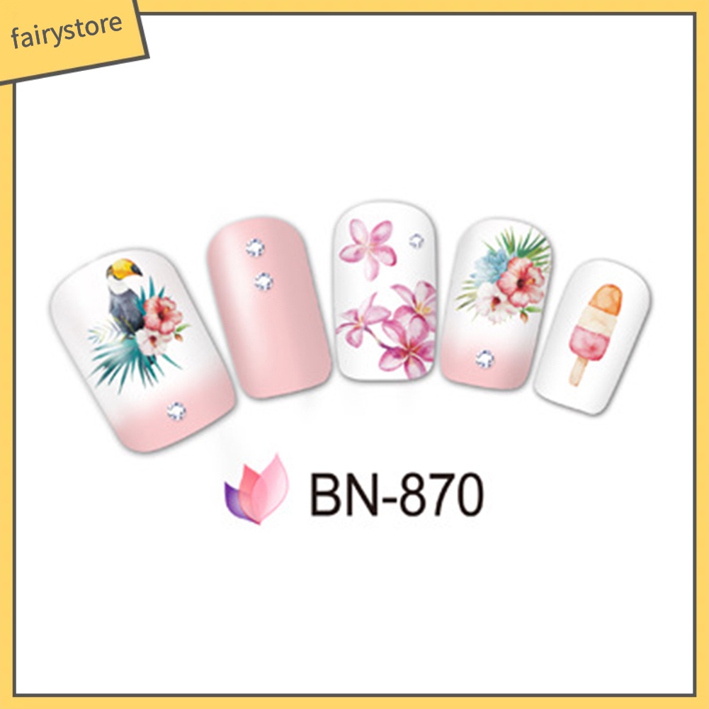 [Hàng mới về] Nhãn dán trang trí móng tay họa tiết nhiều màu sắc
