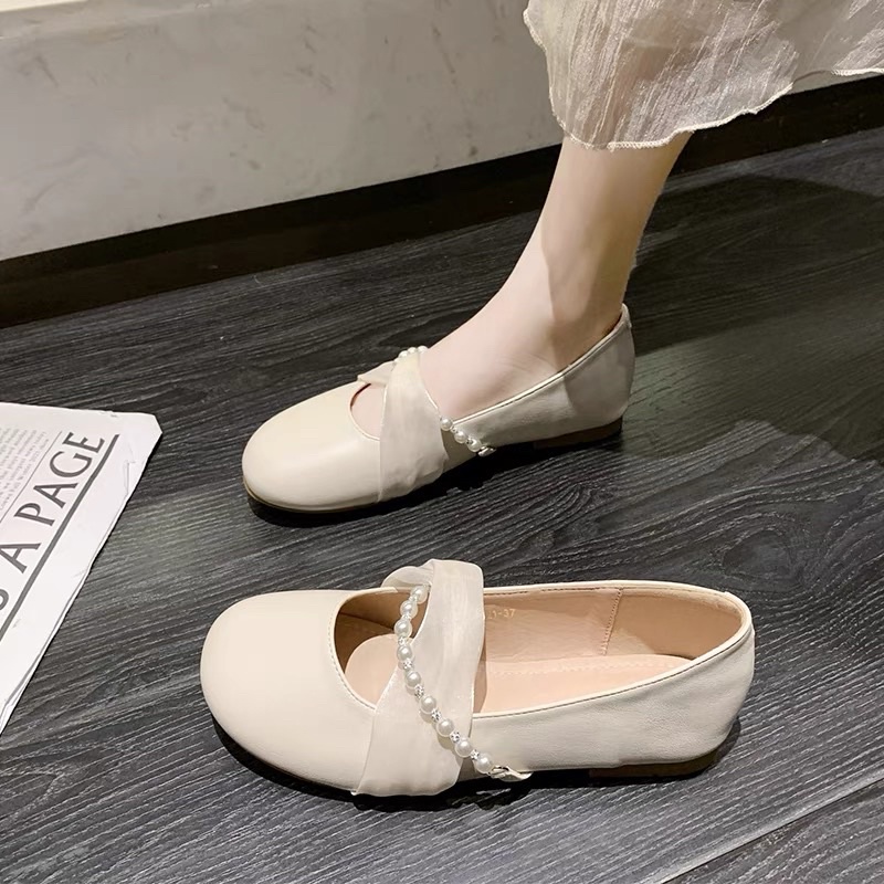 N41  SẴN  Giày búp bê sục đạp gót nữ ulzzang mũi tròn chéo dây siu nữ tính COÁ ẢNH THẬT