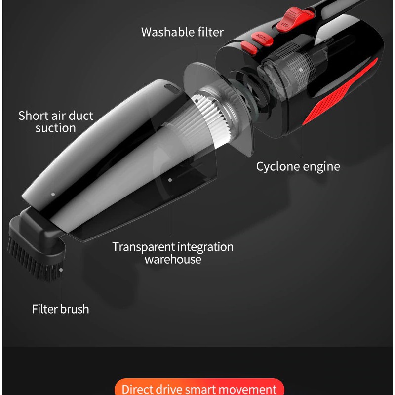 Máy hút bụi ô tô cầm tay KHÔNG DÂY 120W DC12 cao cấp – Công suất cao DL TECH | BigBuy360 - bigbuy360.vn