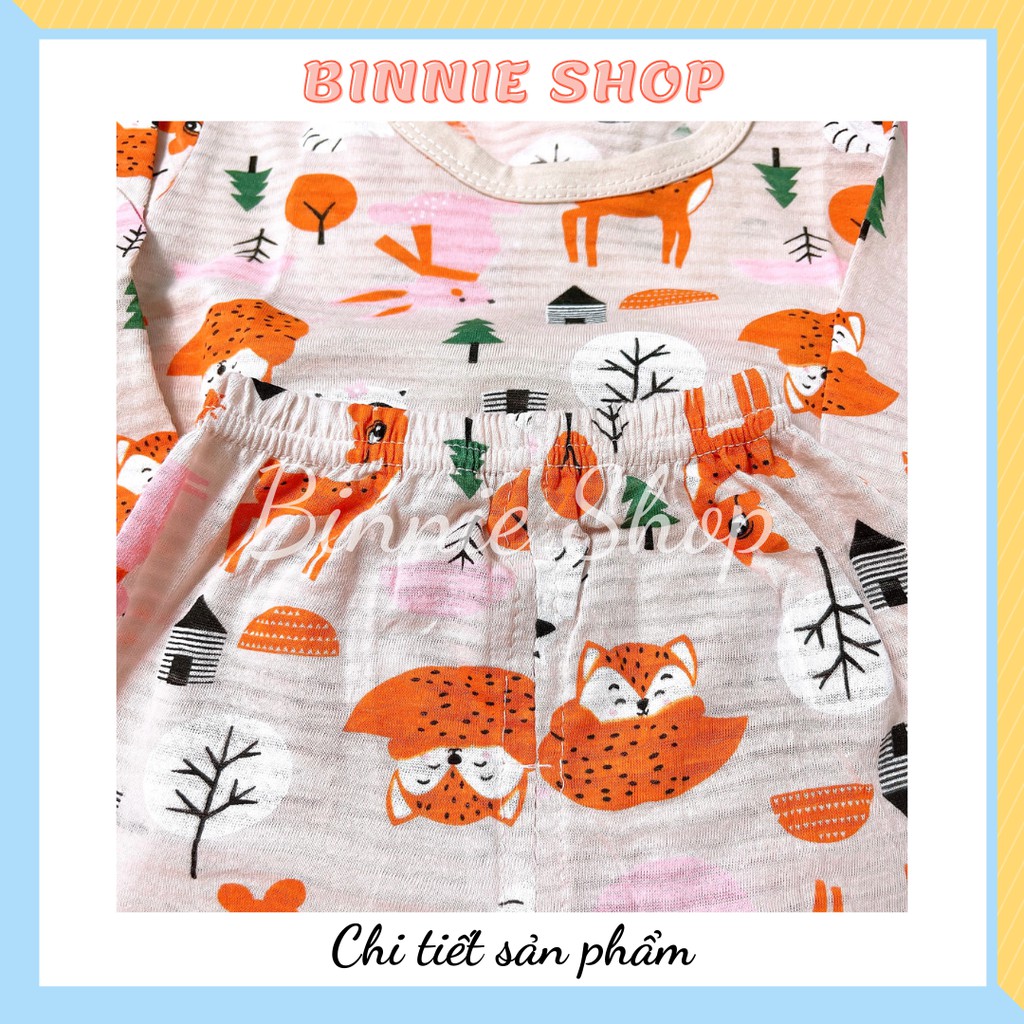 Bộ tay dài quần dài Quần áo trẻ em cotton sợi tre thoáng khí cho bé 8-21kg hàng quảng châu BINNIE SHOP BDT1