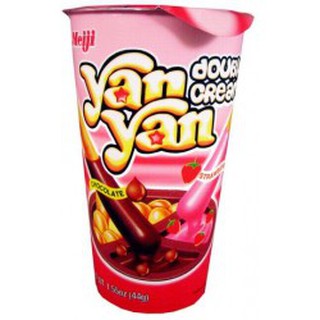 Bánh Que Yan Yan Hỗn Hợp Meiji Chấm Kem Dâu và Sôcôla Double Cream Flavor