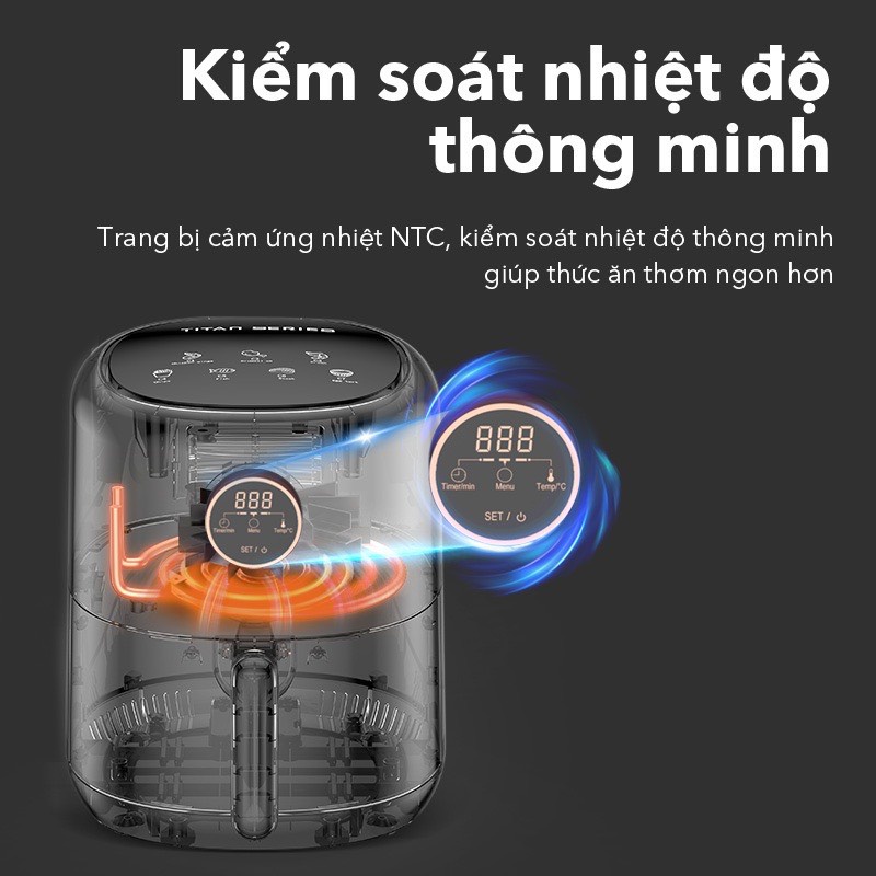 Nồi chiên không dầu Samono SW-AFBE04 dung tích 4L công suất 1400W điều khiển vặn cảm ứng với 7 chế độ nấu