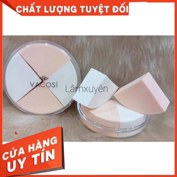 BÔNG PHẤN VACOSI ướt tam giác vuông (bịch 4 miếng)