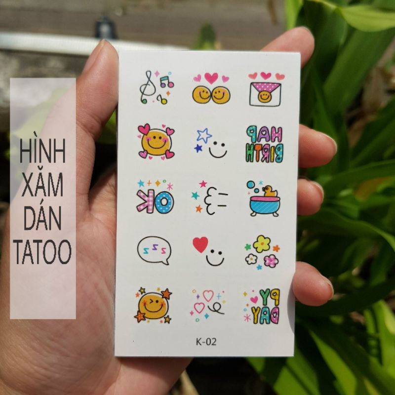 Hình xăm mini cartoon k02. Xăm dán tatoo mini tạm thời, size &lt;10x6cm